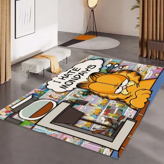Discover Garfield Cat Print Foldable Rectangular Floor Mat Rug Anti-Skid Carpet