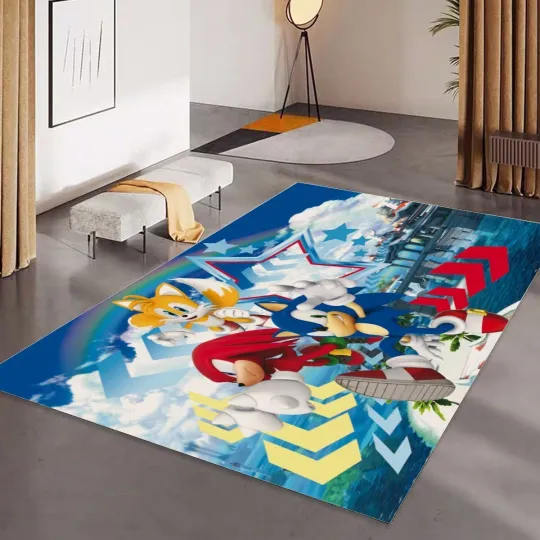 Discover Sonic The Hedgehog Foldable Rectangular Floor Mat Rug Anti-Skid Carpet