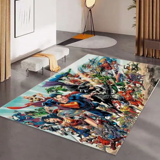 Discover DC Comics Heroes Foldable Rectangular Floor Mat Rug Non-slip Carpet