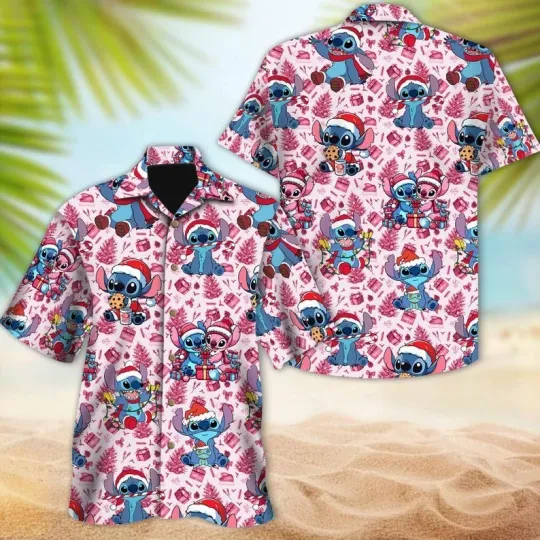 Discover Disney Stitch and Angel Aloha Valentine Hawaiian Shirt, Disney Couple Hawaiian