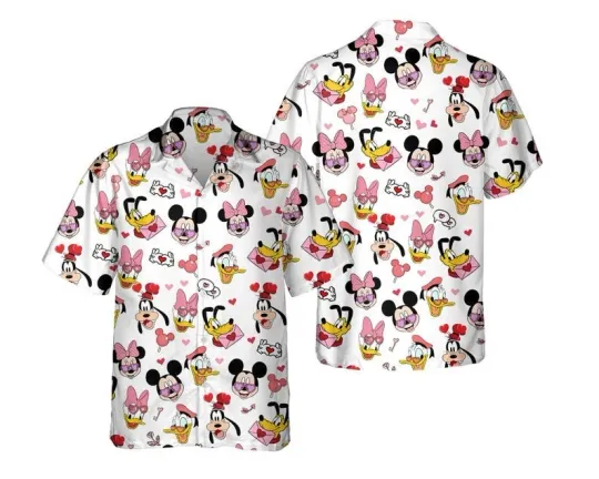 Discover Retro Mickey And Friends Happy Valentine's Day Hawaiian Shirt, Disney Valentine