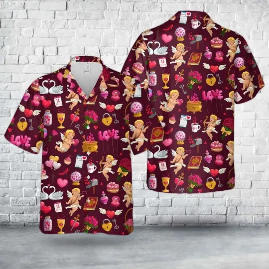 Discover Valentine Love Cupid Hawaiian Shirt