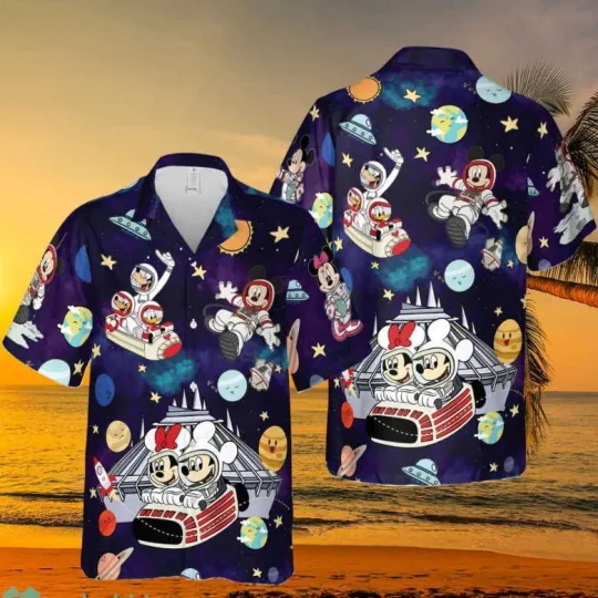 Discover Disney Mickey And Friends Space Mountain Vintage Retro Hawaiian Shirt