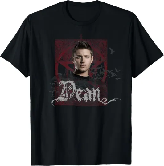 Discover Supernatural Dean Winchester Goth Pentagram & Birds TV Show T-Shirt
