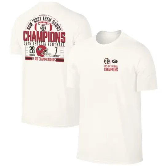 GA bulldogs 2025 SEC Football Champions Score T-Shirt - Natural