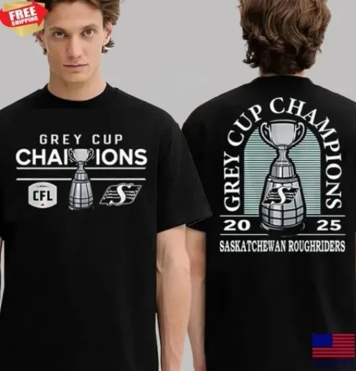 Saskatchewan Roughriders 2025 Grey Cup Champions Two Sided T-Shirt