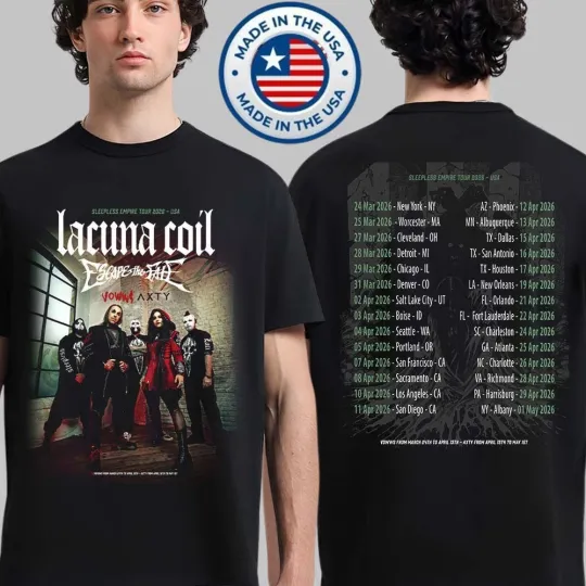 Discover Lacuna Coil Sleepless Empire Tour 2026 North America T-Shirt