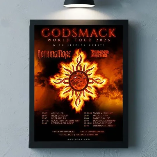 Discover Godsmack World Tour 2026 Europe Schedule Tour Dates Home Decor Poster