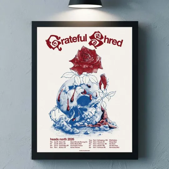 Grateful Shred Heads North 2026 North America Tour City Dates Home Decor Poster