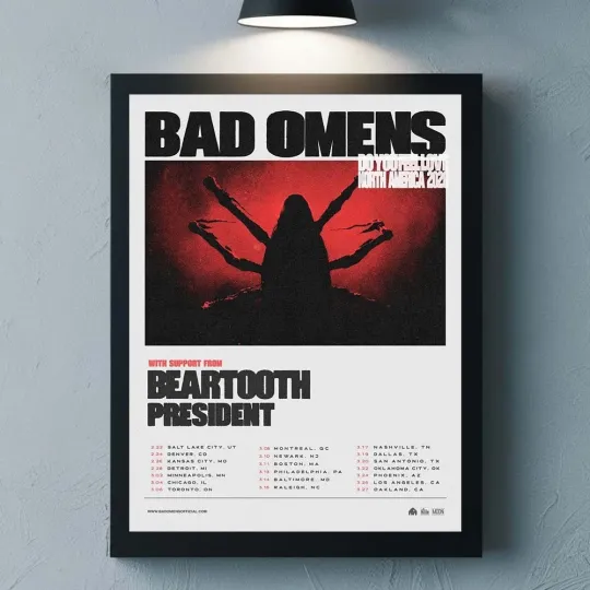 Discover Bad Omens Do You Feel Love North America 2026 Tour City Dates Home Decor Poster