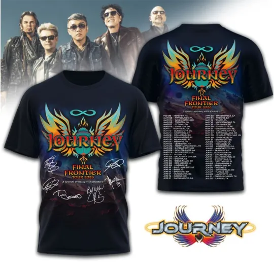 Discover Journey Final Frontier Tour 2026 T-Shirt Double Sided Concert Rock Band Tee