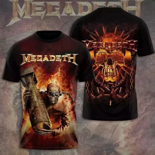 Megadeth World Tour 2025 3D T-Shirt Rock Band Concert Tee Shirt