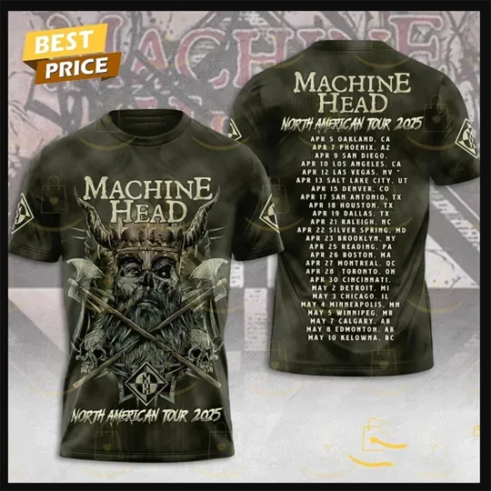 Discover MACHINE HEAD USA Tour New heavy metal 3D AOP Unisex T-Shirt