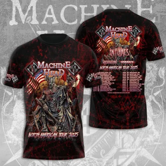 Discover North American Tour Machine Head 3D T-Shirt Unisex