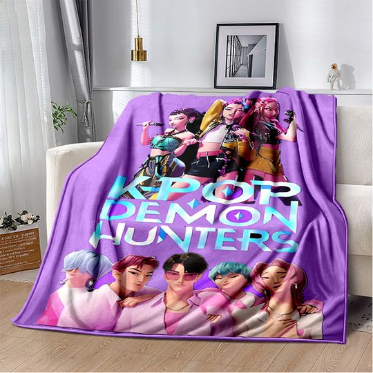 Discover Animated music movie K-PopDemon Hunters Durable Flannel Blanket Perfect for Sofa Decoration Adds Bedding Camping Picnic and Beds