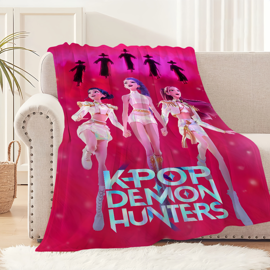 Discover anime cool art k-kpop d-demon h-hunters Flannel warm soft plush blanket for sofa living room hogar bedroom travel gift home