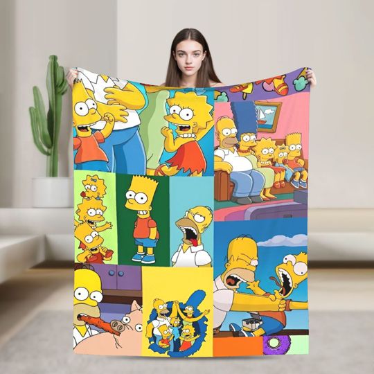 Camping The Simpsons Cartoon   Fleece Blanket