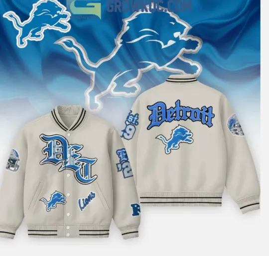 Discover Detroit Vintage Cream Old English Baseball Jacket