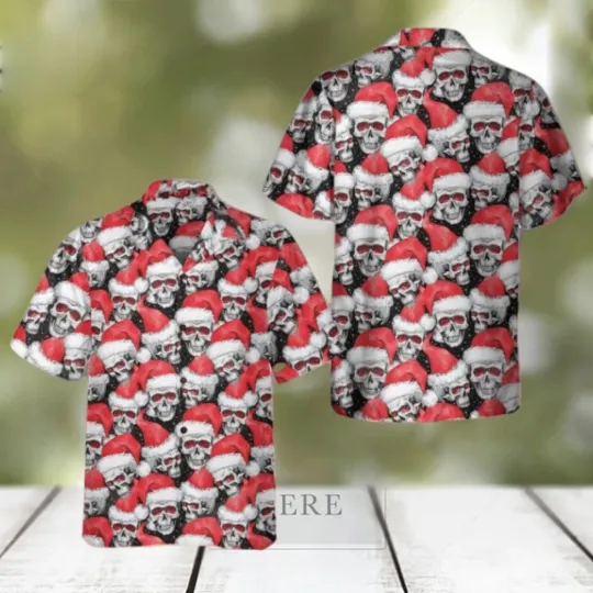 Discover Fashionable Christmas Skulls Hawaiian Shirt