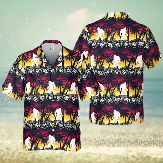 Discover Sunset Tropical Bigfoot Hawaii Shirt Hawaiian Summer Party