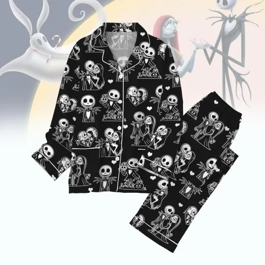 Discover Jack And Sally Nighmare Couple Together Forever Valentines Day Pajamas Set