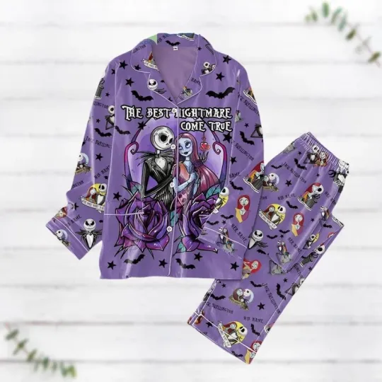 Discover Jack & Sally The Best Nightmare Come True Valentine's Day Pajamas Set