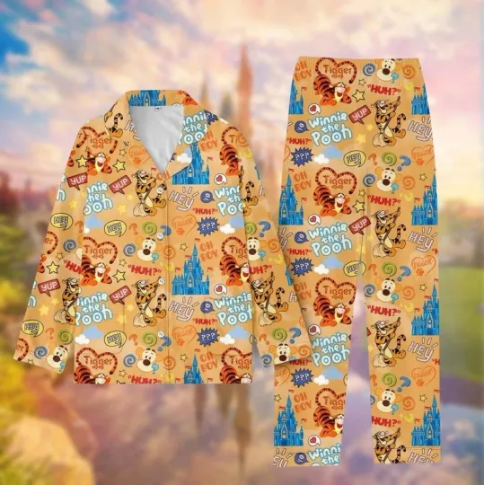 Discover Funny Tigger Magic Castle Winnie The Pooh Christmas Fan Gift Pajamas Set