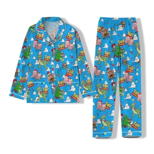 Pixar Toy Story Hamm Pig Rex Dinosaur Potato Head Christmas Pajamas Set