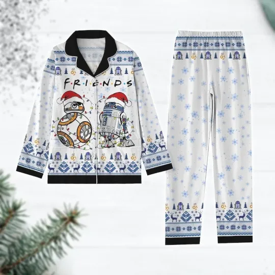 Star Wars R2- D2 & BB-8 Santa Christmas Lights Happy Holidays Xmas Pajamas Set