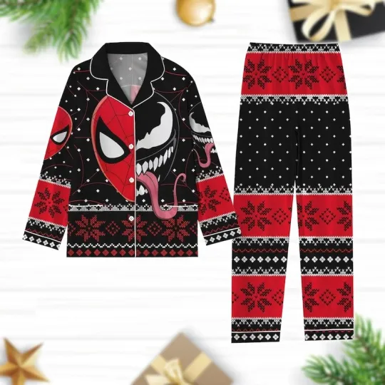 Spider Man & Venom Combination Gift For Fan Ugly Christmas Pajamas Set