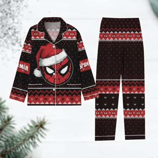 Discover Spiderman Santa Hat Merry Christmas Happy Holidays Superhero Pajamas Set