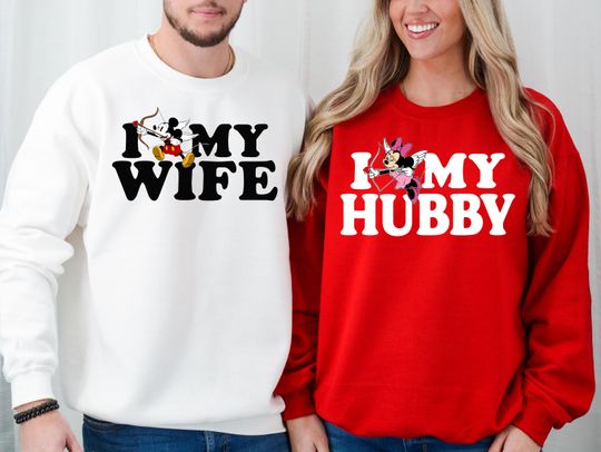 Discover Disney I Love My Wife I Love My Hubby Shirt, Minnie and Mickey Lovers Shirt, Disney Honeymoon Vacation 2026 Shirt, WDW Couple Matching Tee