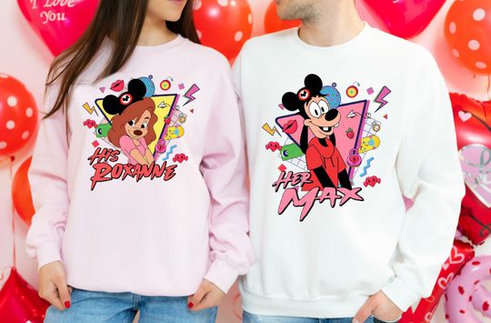 Discover Disney Roxanne & Max Lover Shirt, His And Hers T-Shirt, Disney Goofy Movie Couple Shirt, WDW Disneyland Matching Honeymoon Sweatshirt