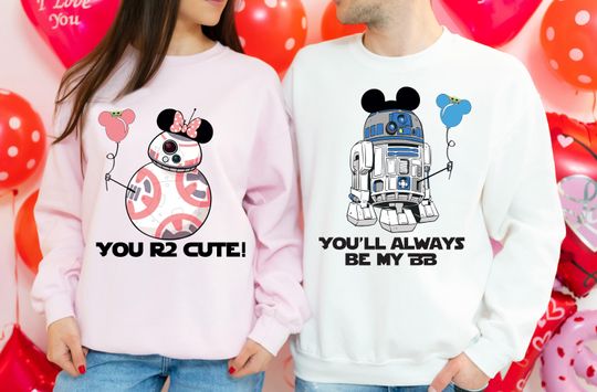 Discover Star Wars R2D2 & BB8 Love Shirt, Disney Couple His And Hers T-Shirt, Disney Couple Matching Tee, Disneyland Honeymoon Vacation 2026 Tee