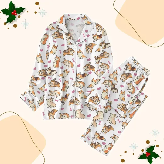 Discover Corgi Christmas Pajamas Set, Dog Mom Pajamas Pants, Dog Dad Pajamas, Corgi Lover