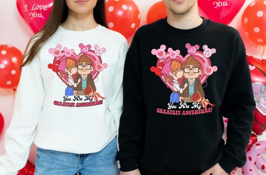 Discover Disney Up Valentine's Day Shirt, Carl & Elie Fredricksen T-Shirt, Couple Be Mine Shirt, Disneyland Matching Honeymoon Shirt