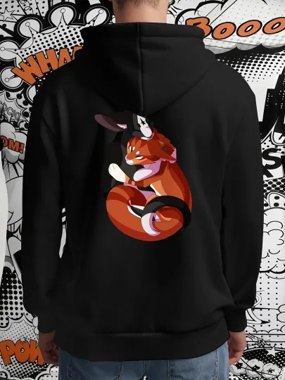 Discover Disney Zootopia Nick & Judy Fox Hugging Print Men's Hoodie - White Pullover