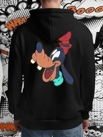 Discover Men's Disney Goofy Officially Licensed Hooded Sweatshirt - White Pullover Ho