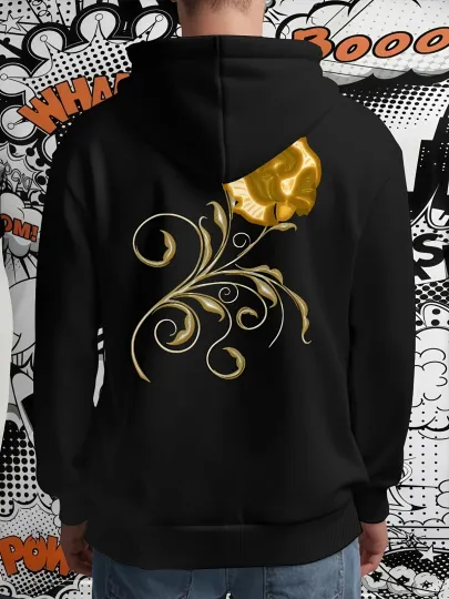 Discover Men's Disney Golden Floral Print Hooded Sweatshirt - White Pullover Hoodie