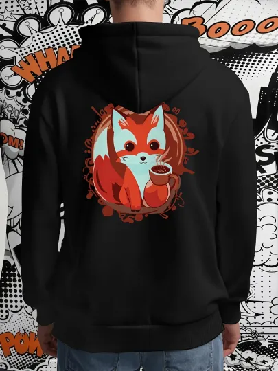 Discover Men's Disney Fox (Zootopia Nick Wilde) Coffee Print Hooded Sweatshirt - Casu