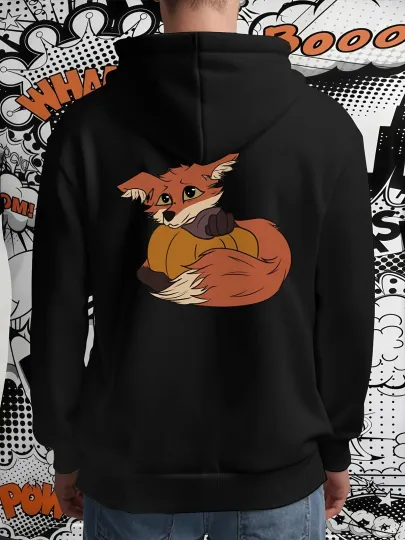 Discover Men's Disney Fox Hugging Pumpkin Hoodie Sweatshirt - Cute Little Fox & Pumpk