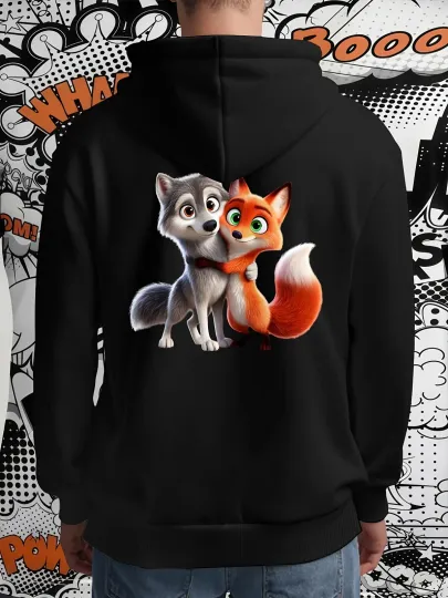 Discover Disney Husky & Fox (Sami & Vixey) Hugging Print Men's Hoodie Sweatshirt