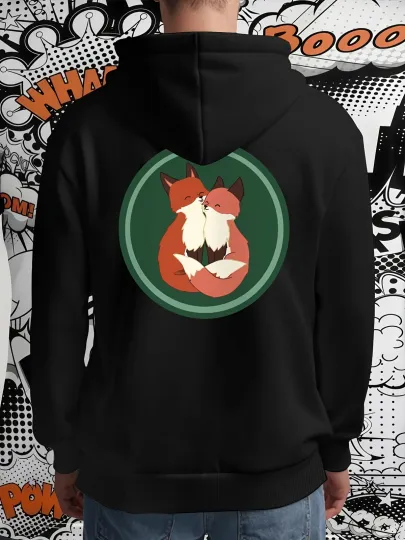 Discover Disney Men's Two Foxes Embracing Print Hooded Sweatshirt - White Pullover Ho