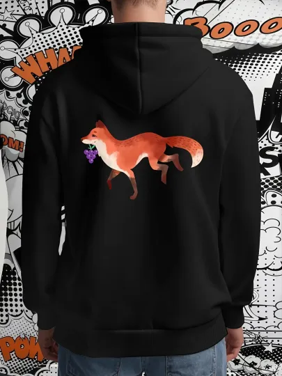 Discover Disney Men'S Fox & Grapes Graphic Hooded Sweatshirt - Casual Pullover Hoodie