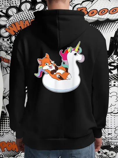 Discover Disney Fox & Unicorn Graphic Men'S Hooded Sweatshirt - Cute Cartoon Fox & Un