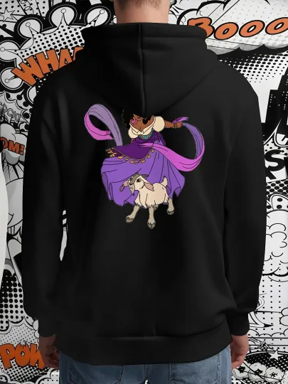 Discover 1pc Men's Disney Aladdin Jasmine & Raja Printed Hooded Sweatshirt - White Pullov