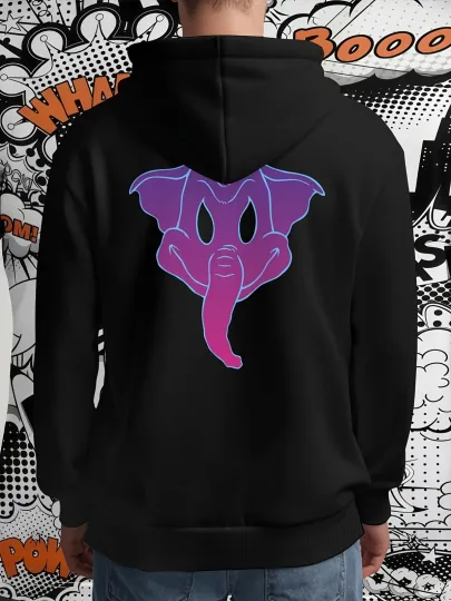 Discover 1pc Men's Disney Elephant Print Hooded Sweatshirt - Purple-Pink Gradient Elephan