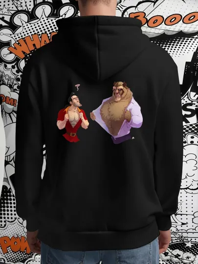 Discover Men's Disney Beauty and Hoodie - Belle's Iconic Beast & Chest Print Pullover