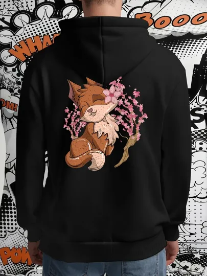 Discover Disney Fox Enchanted by Cherry Blossoms Printed Men'S Pullover Hoodies Sweat