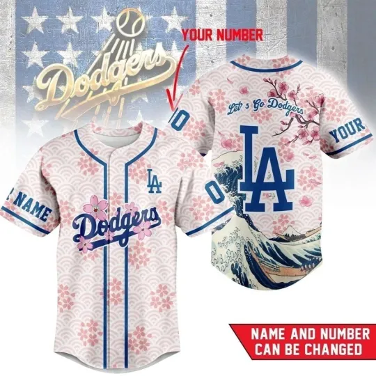 Discover LOS ANGELES TEAM CHERRY BLOSSOM , 3D BASEBALL JERSEY, AOP